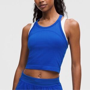 NWT Swiftly Tech Cropped Racerback Tank 2.0 in Galatic Cobalt